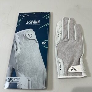 Callaway X Spann Golf Glove Women Large Right White Grey Compression Leather